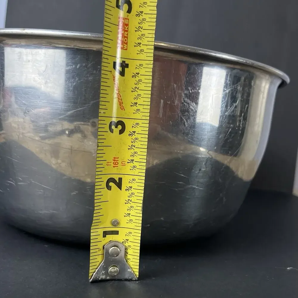 Vintage Nicro 9” Stainless 3qt Mixing Bowl M92 Rolled Lip Chicago USA Heavy Duty